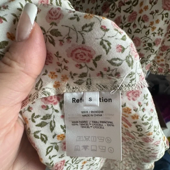 Reformation Kelby Floral Summer Dress Pink Cream Short Sleeve size small - Picture 12 of 12